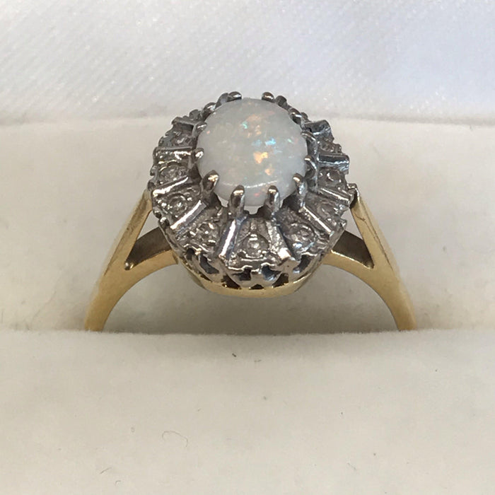Vintage Natural Opal Engagement Ring White Gold Women, Antique Opal and  Pearl Bridal Jewelry, Diamond Prong set Ring, Anniversary Gift - Gems N  Diamond