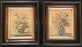 Artwork Pair of Engravings by L. Tessier: Framed Floral Still Life in Matching Frames with Lemon Gold Moldings by L. Tessier