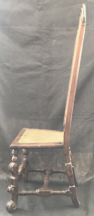 Italian Carved 18th Century Tall Back Caned Chair