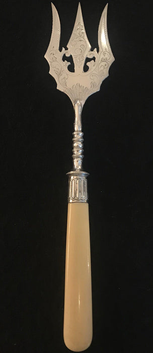 Antique British Silver Bread Fork or Serving Fork or Hors D'oeuvres Fork