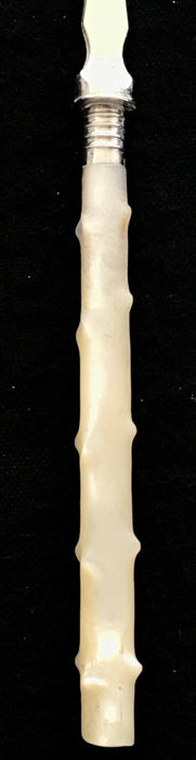 British Silver Pickle Fork or Hors D'oeuvres Fork with Twig Carved Bone Handle