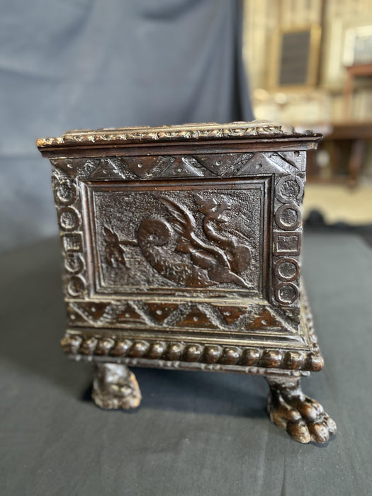 Large French Period 18th Century Heavily Carved Renaissance Casket or Bible Box