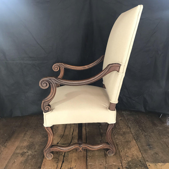 French Louis XV Style Carved Wood Cane Fauteuil Accent Armchair, France