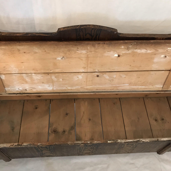 Hungarian Faux Painted Pine Bench - Storage Bench View - For Sale
