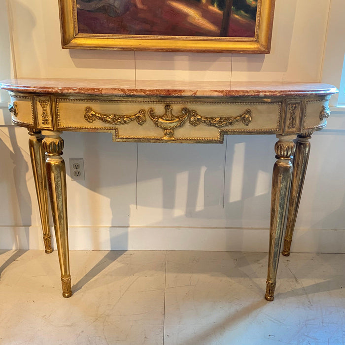 French Louis XVI Gilt Wood Marble Top Console Table
