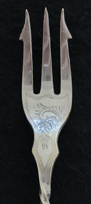 French Silver and Mother of Pearl Pickle Fork or Serving Fork