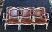 Set of Seven French Louis XV Leather Embossed Armchairs or Fauteuils