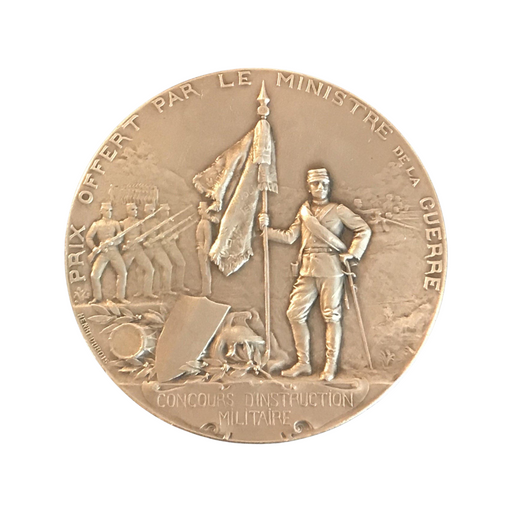 Signed Bronze French Medal: Concours D’Instruction Militaire (Military Training Award)