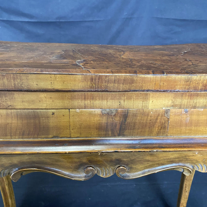 Italian Period Burled Walnut Game Table, Side Table or Console Circa 1780