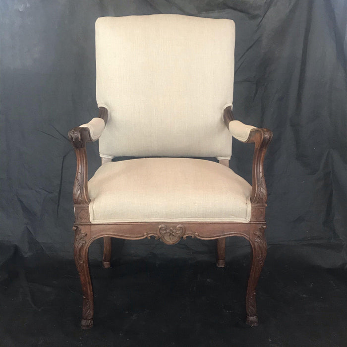 French Carved Armchair - Front View - For Sale