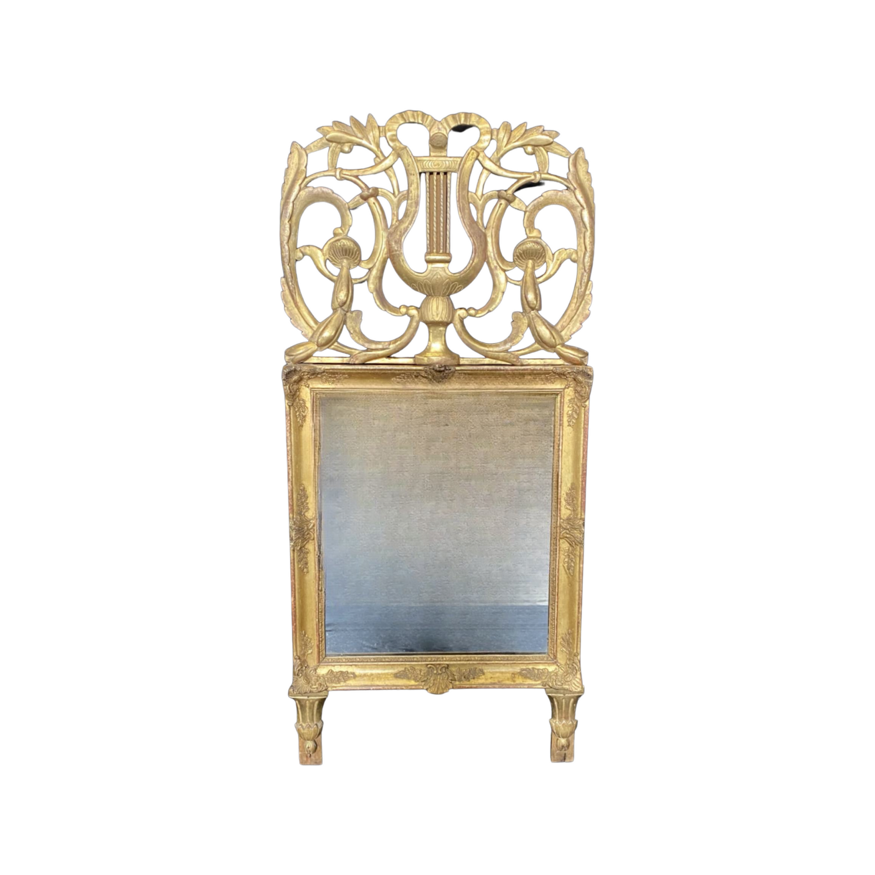 Small French Louis XVI Marriage Mirror with a Mirror Crest