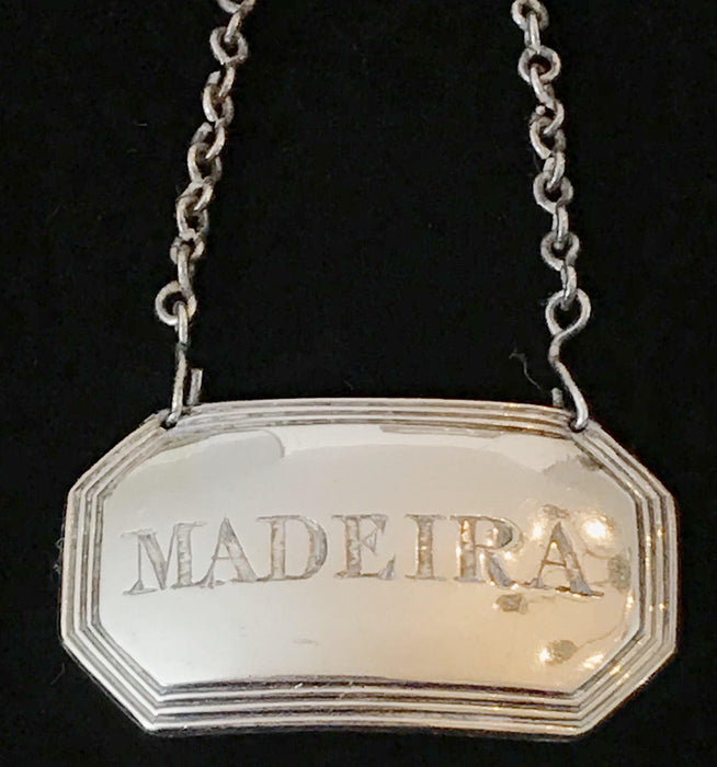Antique silver liquor madeira label 