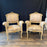 Pair of Italian Gold Gilt and Cream Painted Midcentury Art Nouveau Armchairs or Fauteuils with Elegant Foot Stools or Footrests