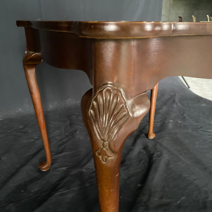 Vintage British Queen Anne Style Carved Mahogany Game Table