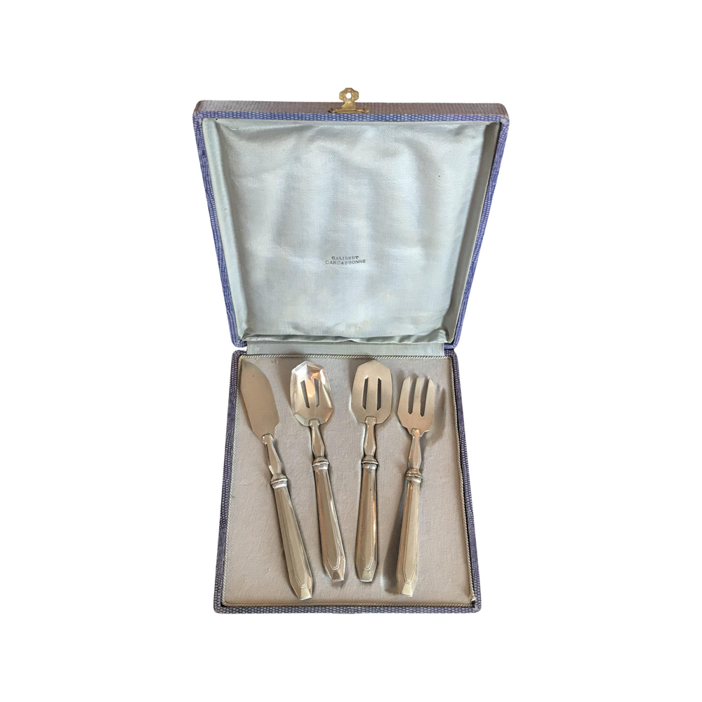 French Sterling Silver Art Deco Hors d'Oeuvres Set: Galibert in Carcassonne