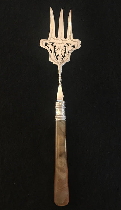 Antique Decorative British Silver Antique and Ornate Bread Fork