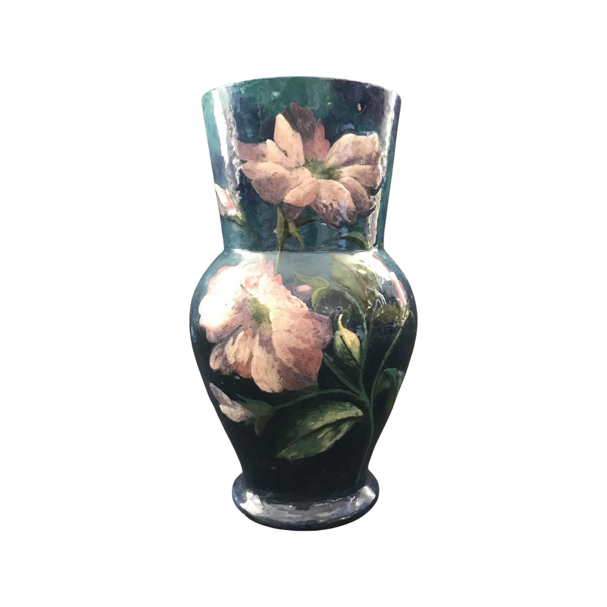 French Artist Hand Painted Floral Antique Vase — The Art of Antiquing