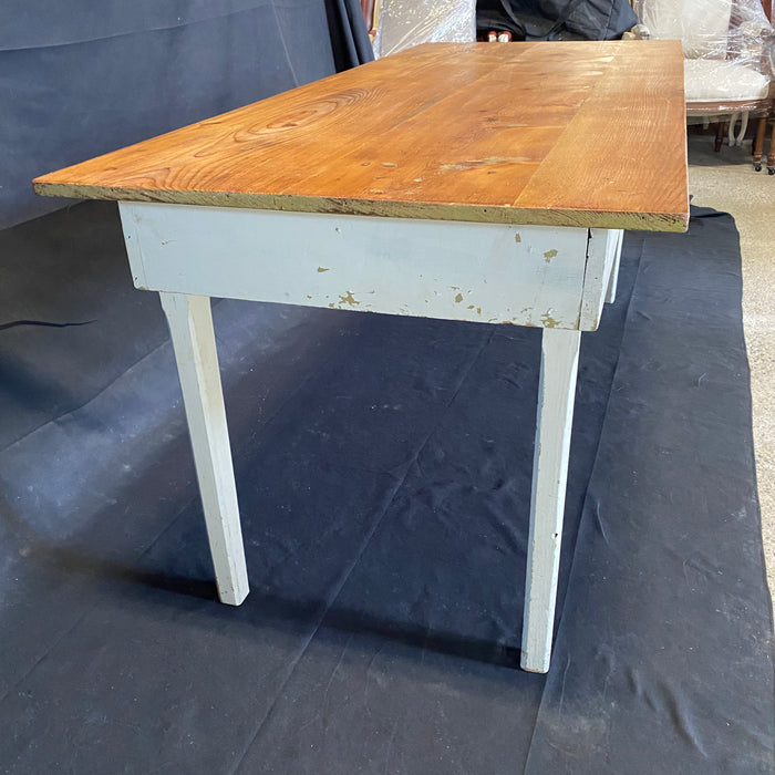 Antique Primitive Dining Table - Side View - For Sale