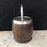 Antique oak biscuit barrel or ice bucket with silver details 