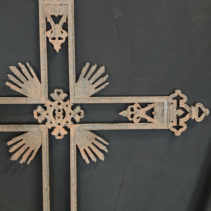 Tall (5'9.5") French Early Iron Cross with Crown, Snake and Dagger Detail