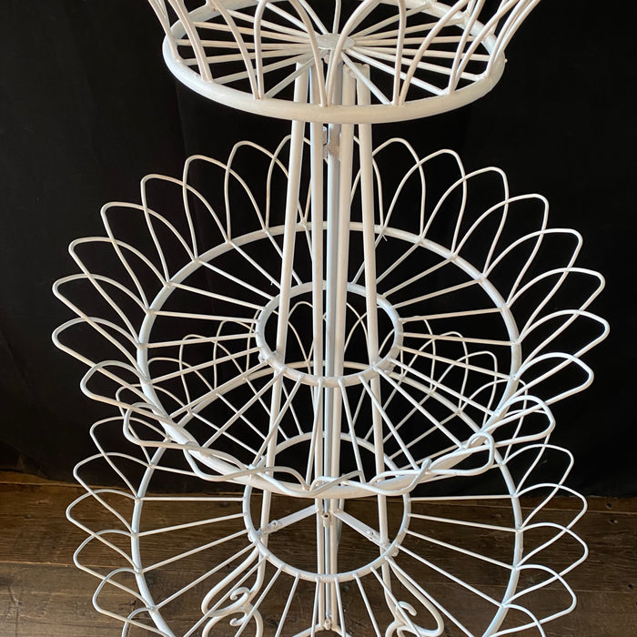 French Round Three-Tier Iron Wire Plant Stand