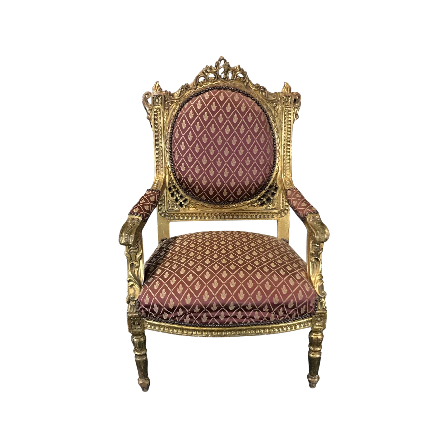 French Louis XV Style Gold Gilt Fauteuil Arm Chairs to Refinish DIY - a  Pair