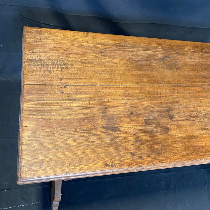 Italian Trestle Table - Close Up Top View - For Sale
