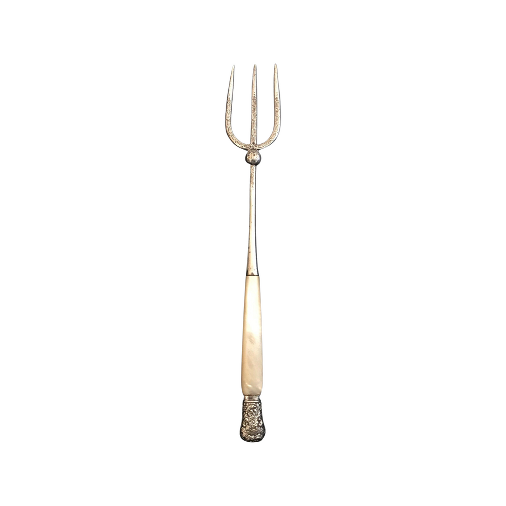 British Silver and Mother of Pearl Bread Fork or Serving Fork