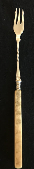Antique silver pickle fork with bone handle 