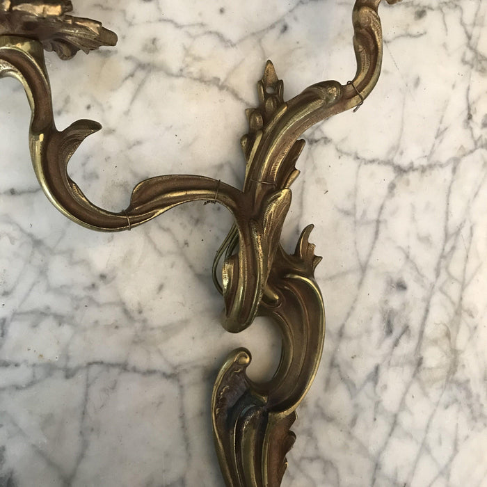 Antique gold electric sconce 
