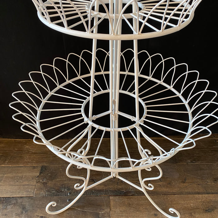 French Round Three-Tier Iron Wire Plant Stand