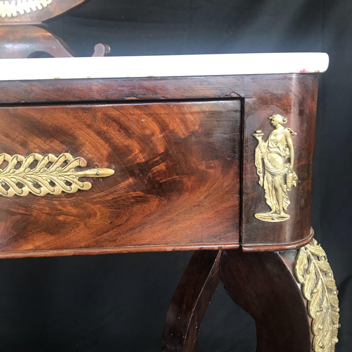 Antique Neoclassical Dressing Table or Vanity - Brass Detail View - For Sale