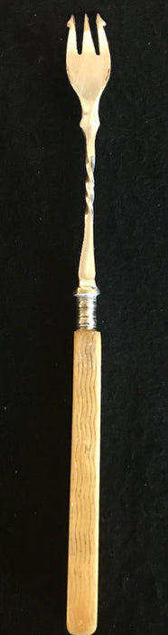 Antique silver pickle fork with bone handle 