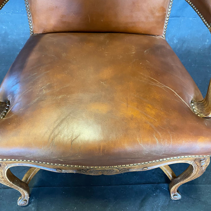 Leather King Louis Back Arm Chair in Brown