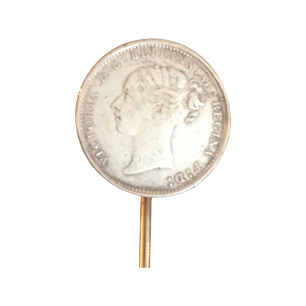 Antique Silver British Victoria Silver Coin Hat Pin — The 