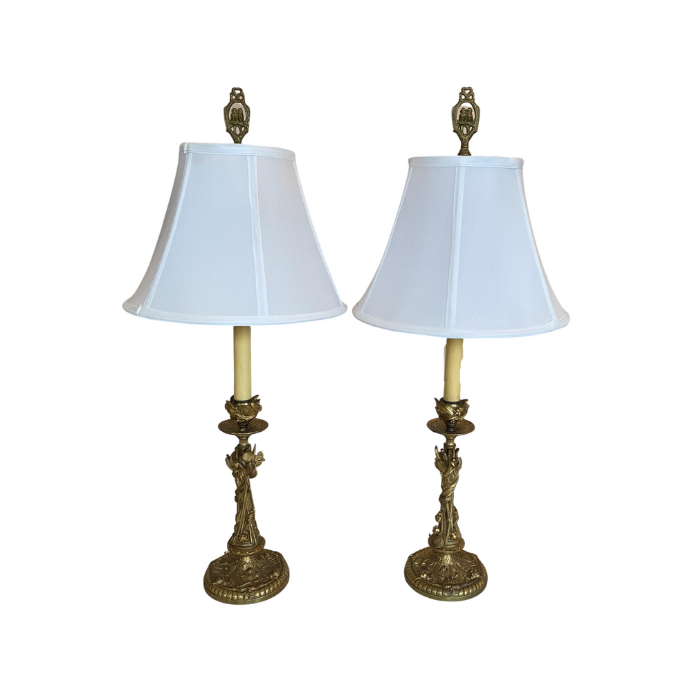 Pair French Gilt Lamps