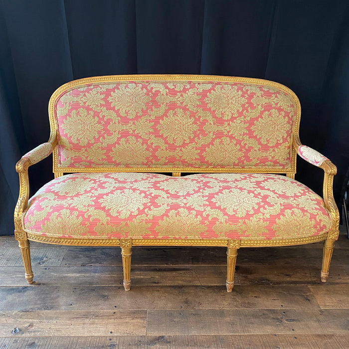 French Louis XVI Gold Sofa - Front View - For Sale 