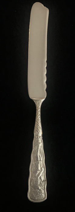 Silver British knife with detailed handle 