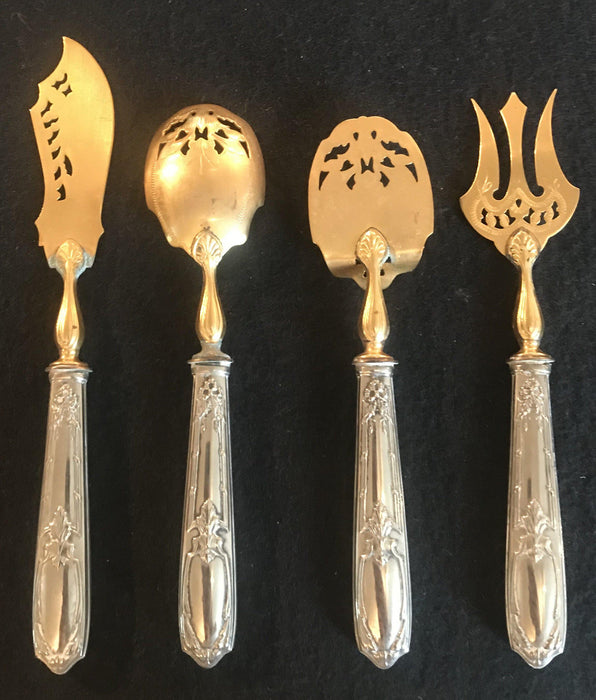 Antique gold and silver hors d'oeuvres or serving set in a box