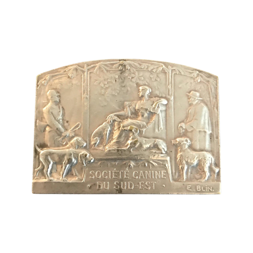 Art Nouveau Signed French Silver Dog Show Medal: Societe Canine Du Sud-EST Exposition De Lyon 1923
