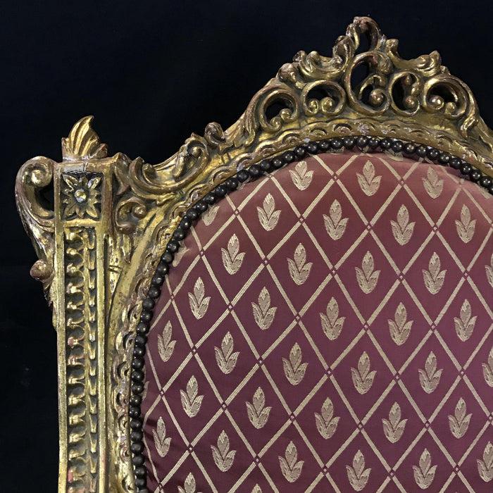 Pair French Louis XV Gold Gilt Carved Parlor Chairs