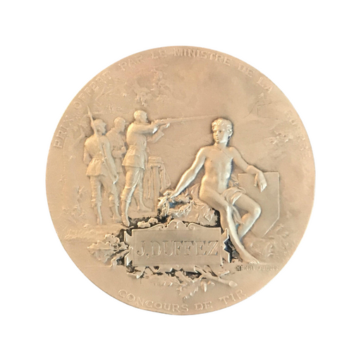 Signed Bronze French Medal: Republique Francaise Shooting Riflery Award Prize