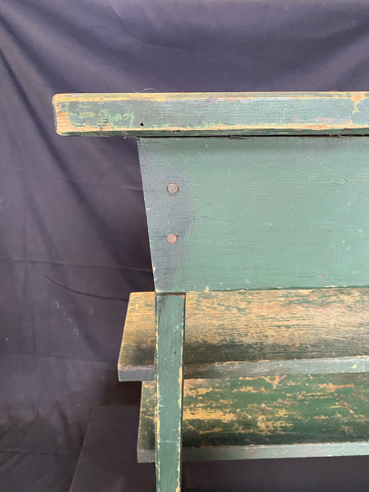 Antique French Plant Stand with Green Milk Paint - Detail Corner View - For Sale