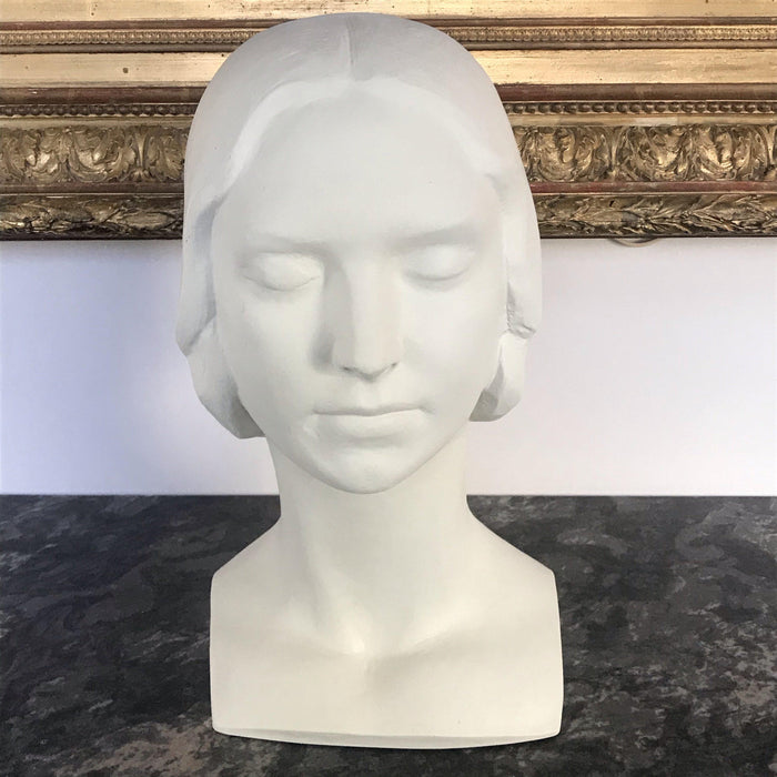 Antique white female bust sculpture 