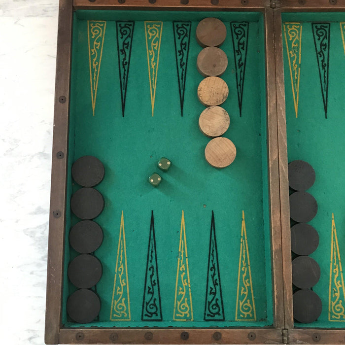 Antique folding game board set 