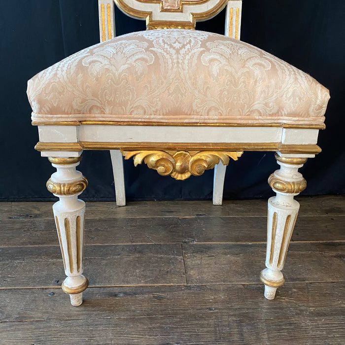 Set of Four Italian Venetian Louis XV Chairs with Original Real Gold Gilt