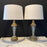Classic Pair of French Style Neoclassical Bronze and Glass Table Lamps or Entryway Lamps