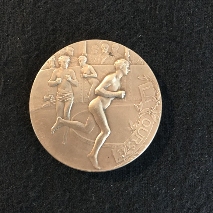 French bronze running medal or coin 