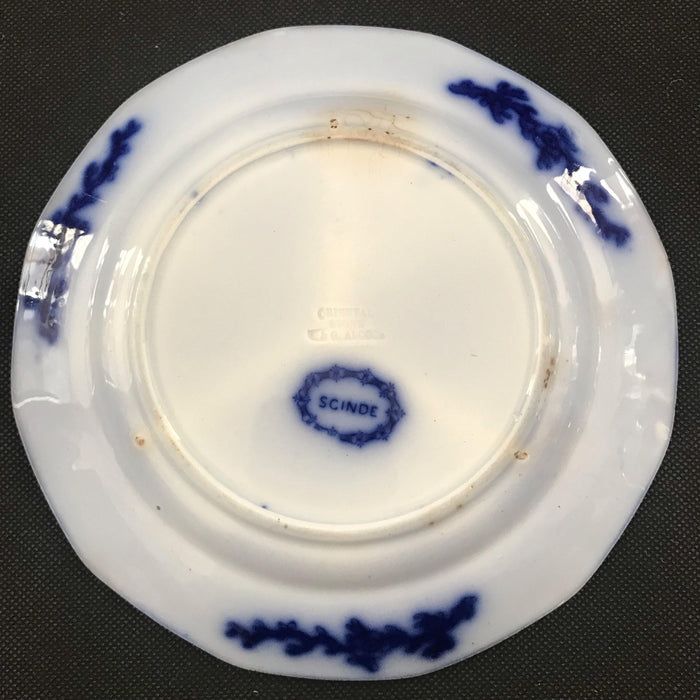 Antique blue and white plate with oriental pattern
