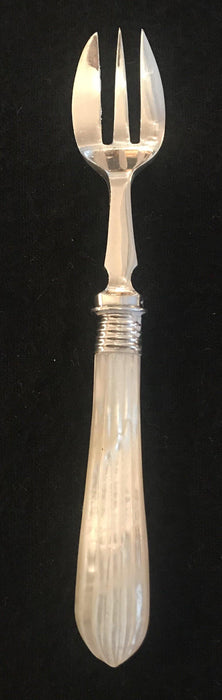 Antique British Silver and Mother of Pearl Oyster Fork or Hors d'Oeuvres Fork